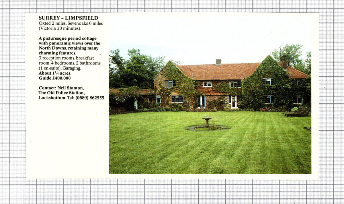 Limpsfield Surrey  House Sale Advert -  1991 Cutting