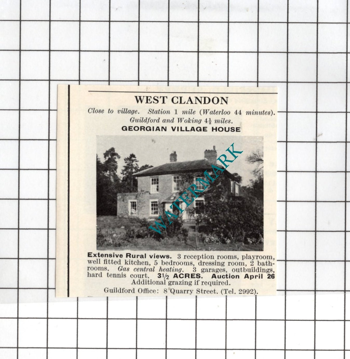 West Clandon Surrey SMALL House Sale Advert - 1967