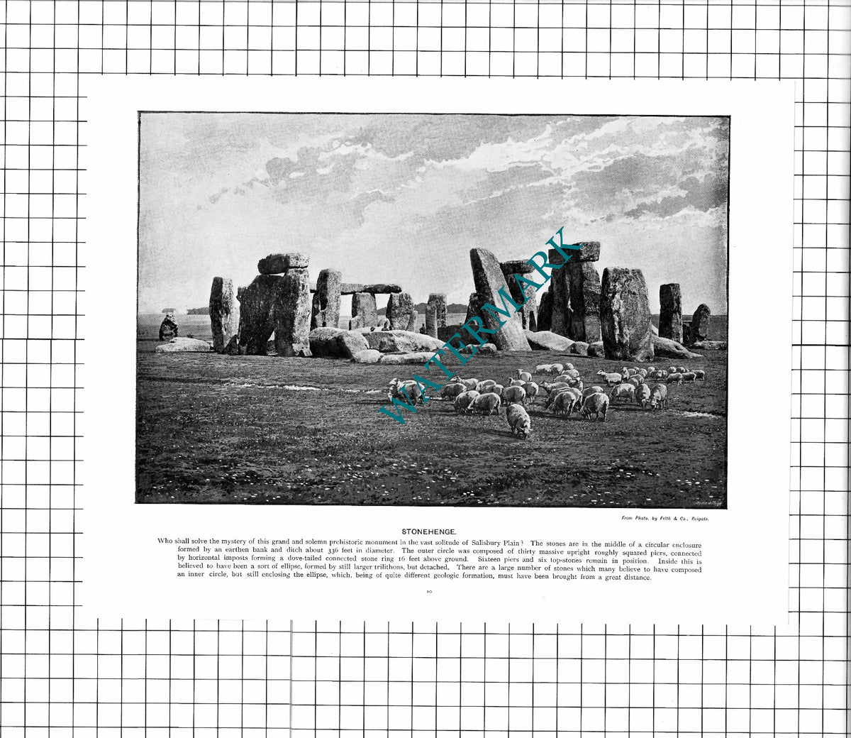 Bournemouth Pier Dorset / Stonehenge   - c.1900 Cutting/ PRINT