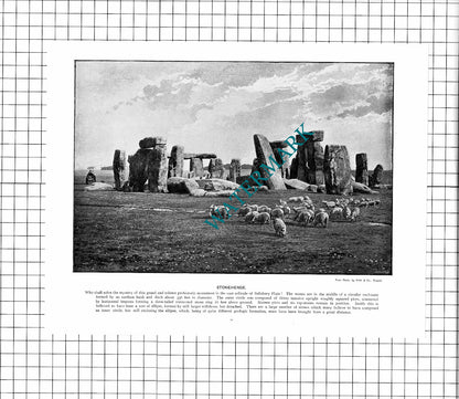 Bournemouth Pier Dorset / Stonehenge   - c.1900 Cutting/ PRINT