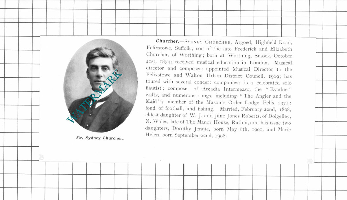 Frederick George Cole Banham School / Sydney Churcher Felixstowe - 1911 Clipping