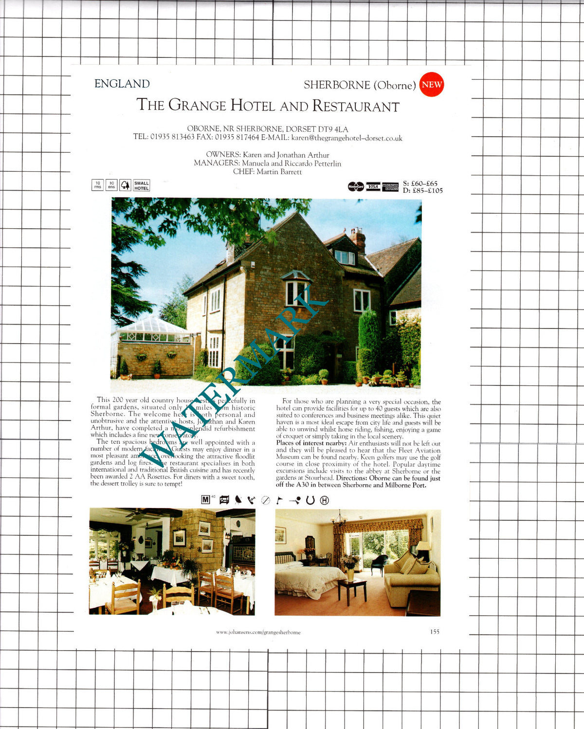 Grange Hotel Oborne Dorset / Shaven Crown Shipton Under Wychwood - 2001 Advert
