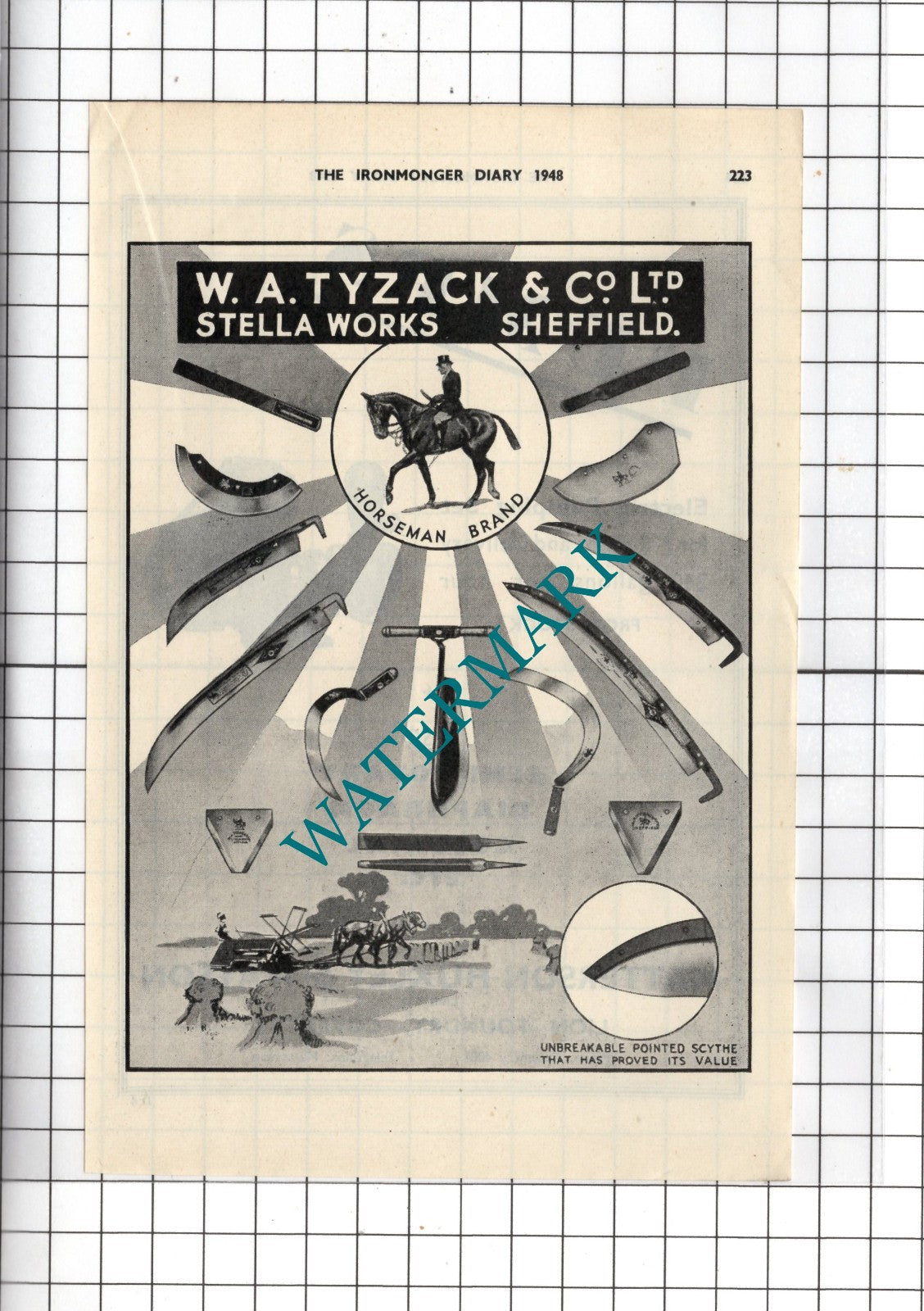 W A Tyzack & Co Ltd Stella Works Sheffield - 1948 Small Advert