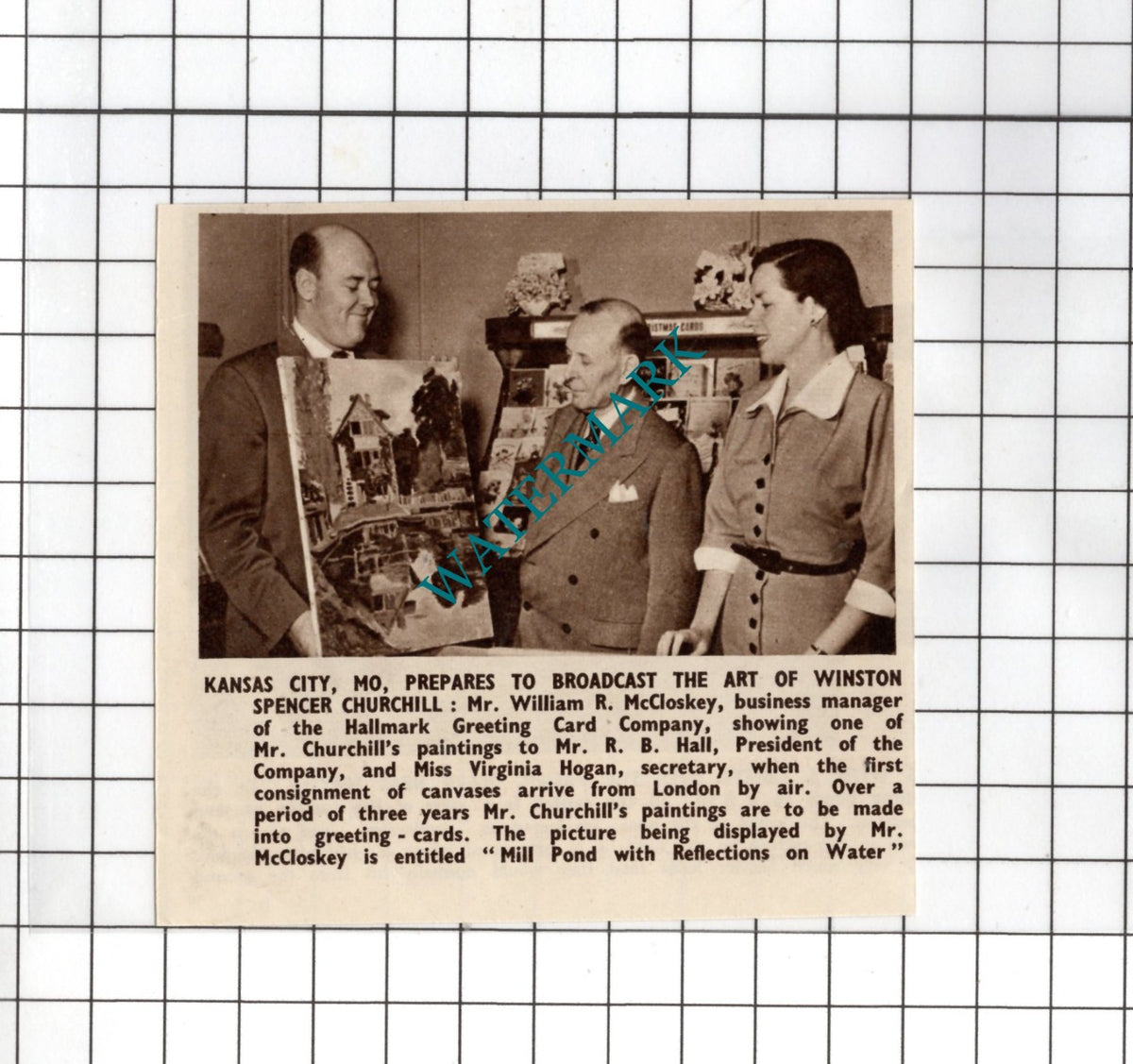 Mr William R McCloskey Hallmark Cards Winston Churchill Art  -   1950 Clipping