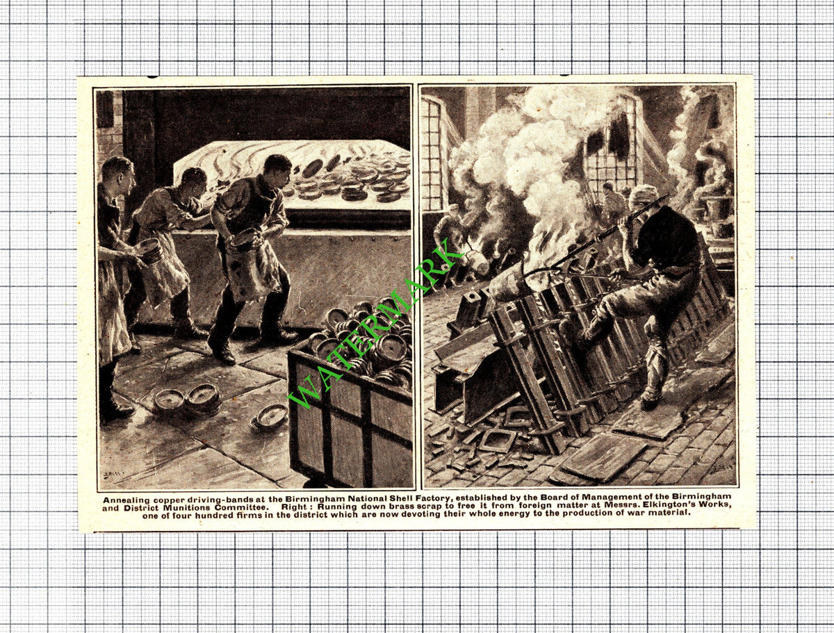 Birmingham National Shell Factory Elkington Works Great War WW1 - 1918 Cutting