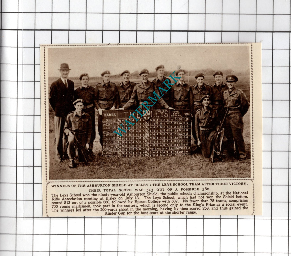 The Leys School Team Bisley Ashburton Shield  - 1950 Small Cutting