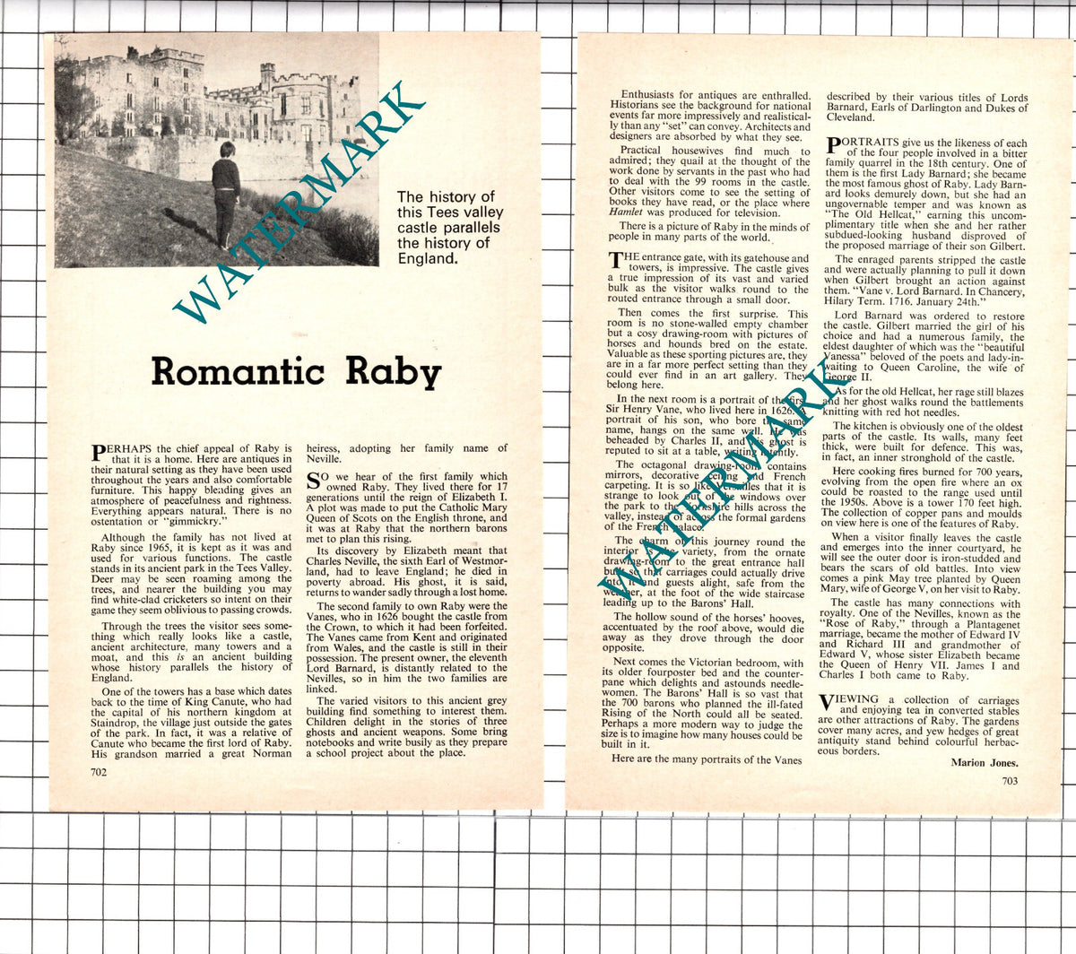 Raby Castle County Durham - 1975 Small Article