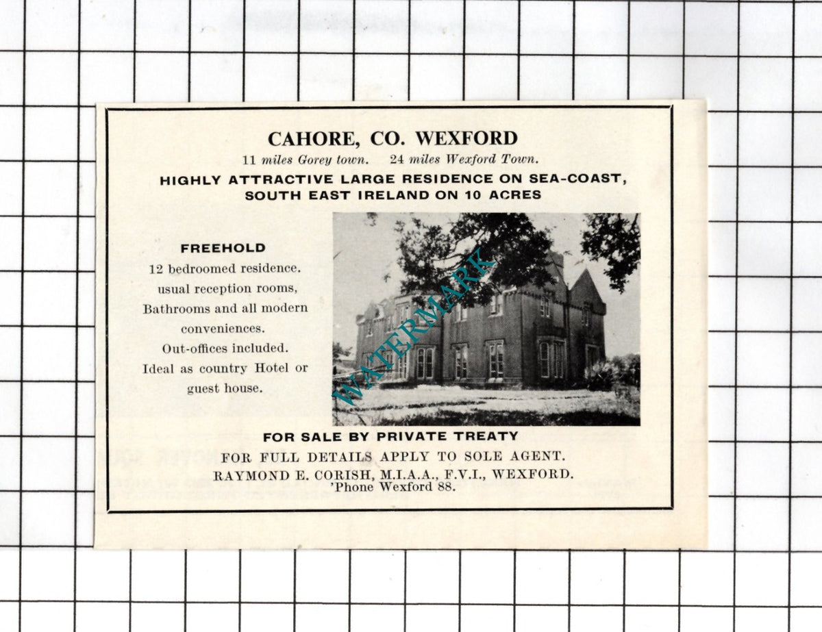 Cahore Co Wexford Ireland  - 1967 SMALL House  Advert