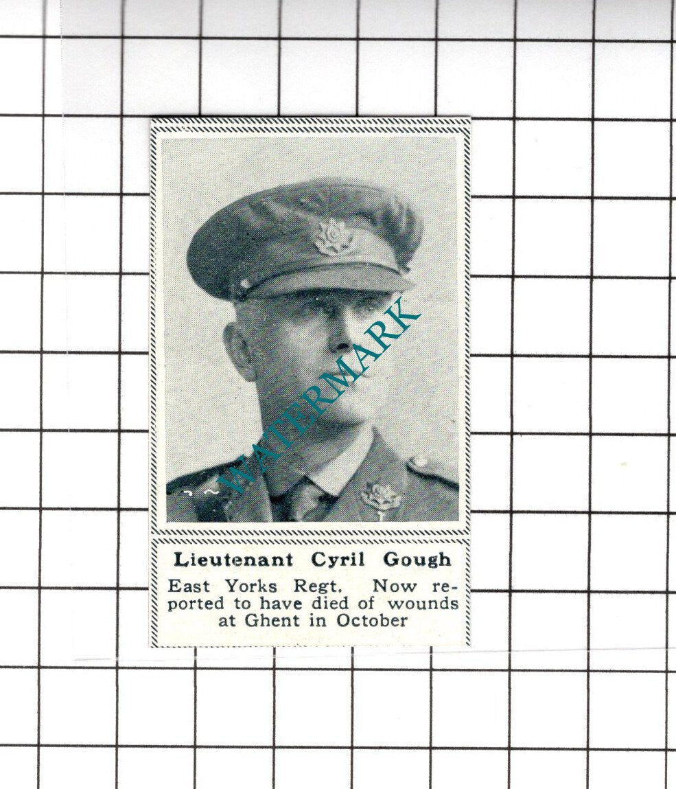 Lt Cyril Gough East Yorkshire Regiment WW1 World War One - 1919 SMALL Cutting