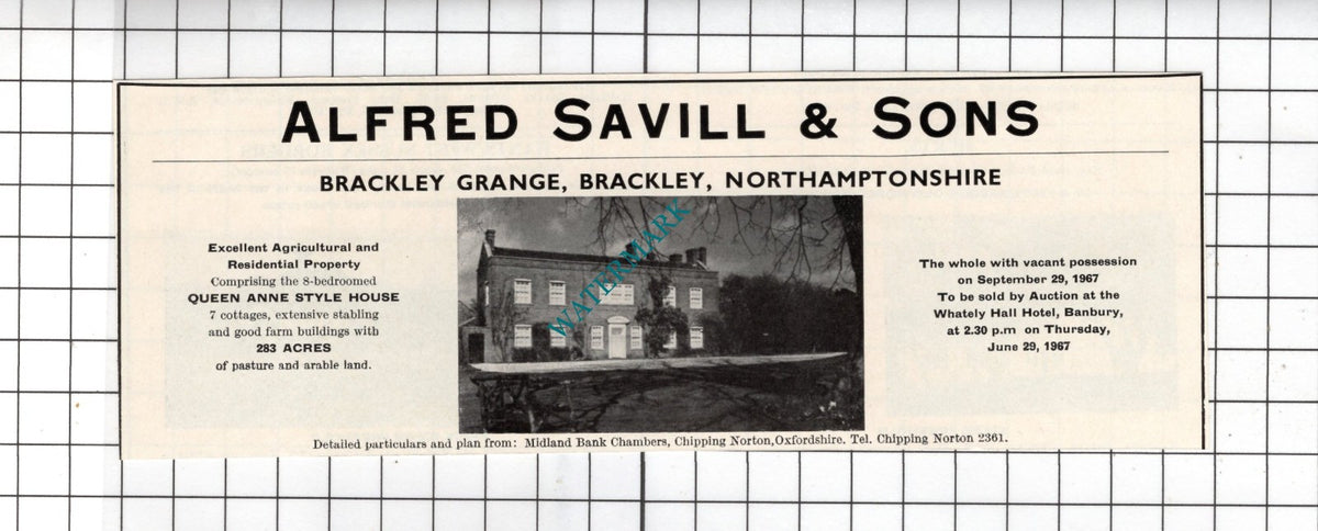 Brackley Grange Brackley Northamptonshire - 1967 Small House Sale Advert