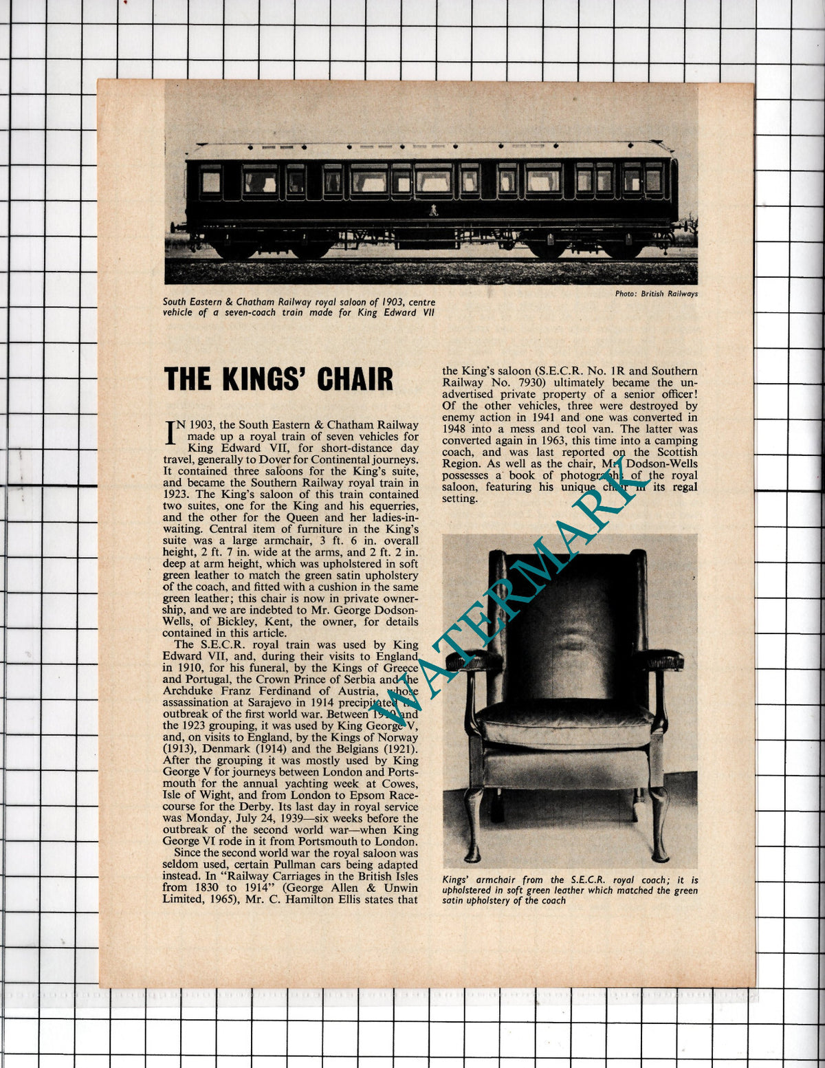 South Eastern & Chatham Railway Dodson-Wells Bickley Kent  - c.1970's Cutting