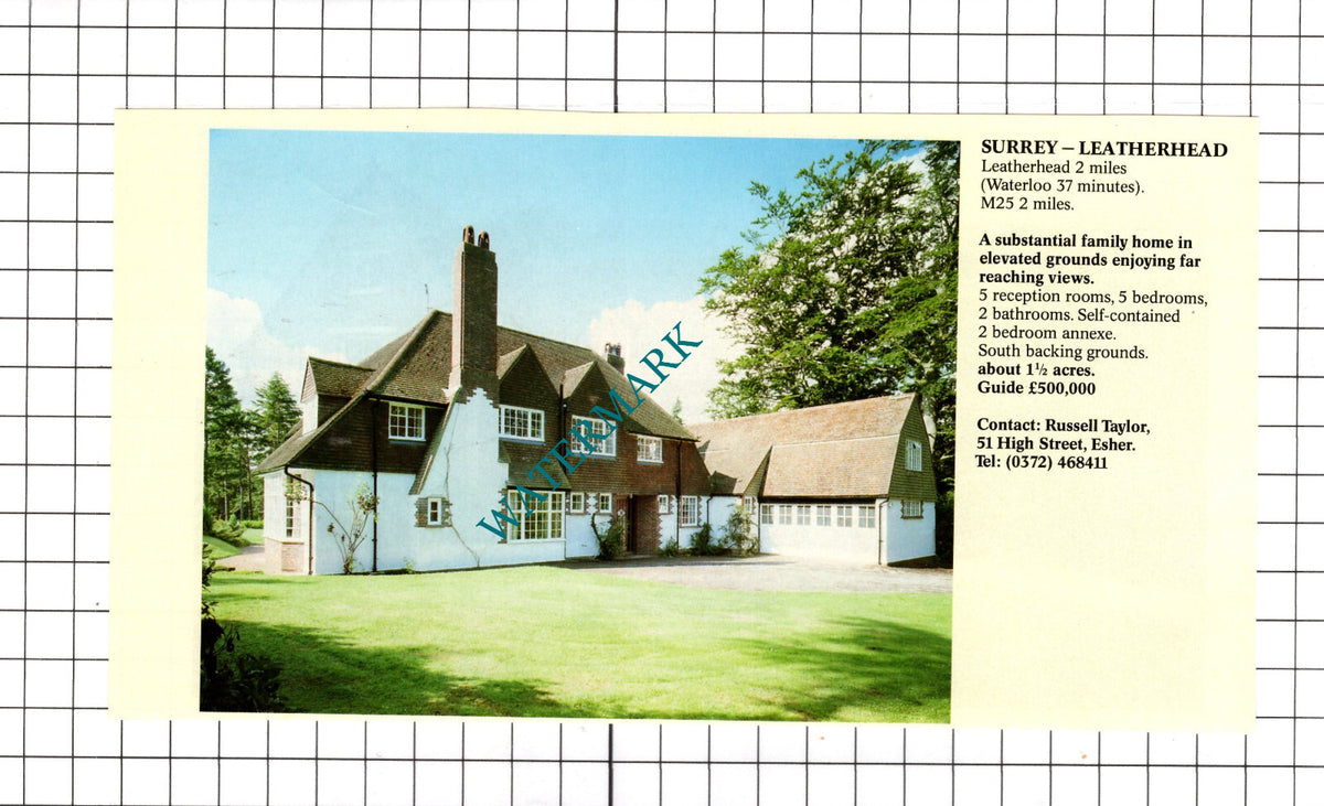 Leatherhead Surrey House Sale Advert - c.1991 Cutting / Print