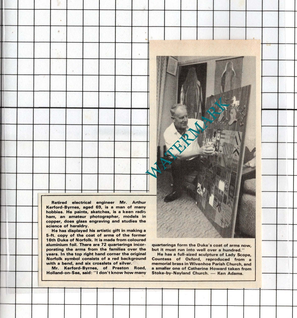 Mr Arthur Kerford-Byrnes Holland-on-Sea Essex - 1975 Clipping