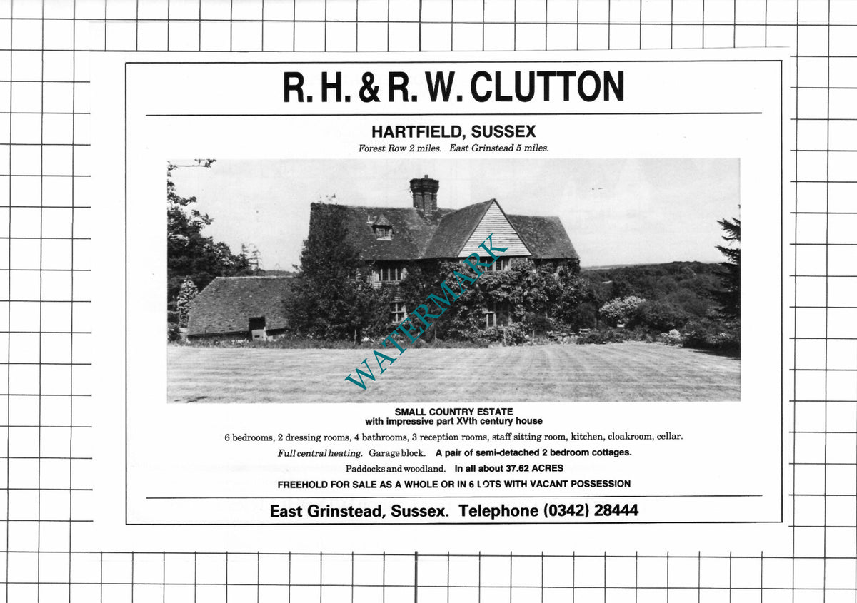 Hartfield Sussex House Sale Advert - 1980 Clipping / Print