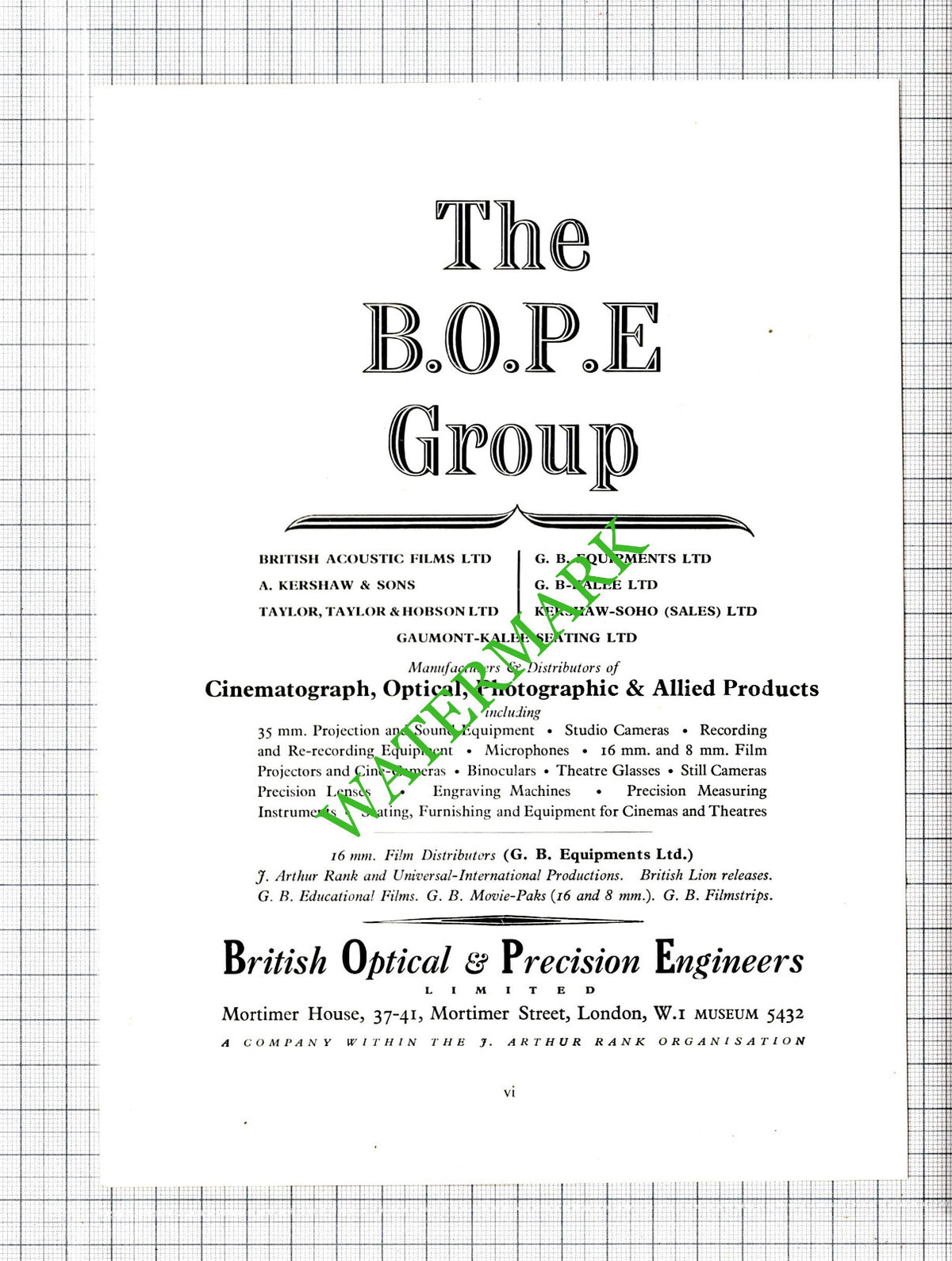 Mullard Electronic London / BOPE British Optical & Precision Advert 1951 Cutting