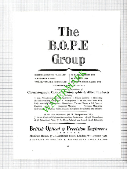 Mullard Electronic London / BOPE British Optical & Precision Advert 1951 Cutting