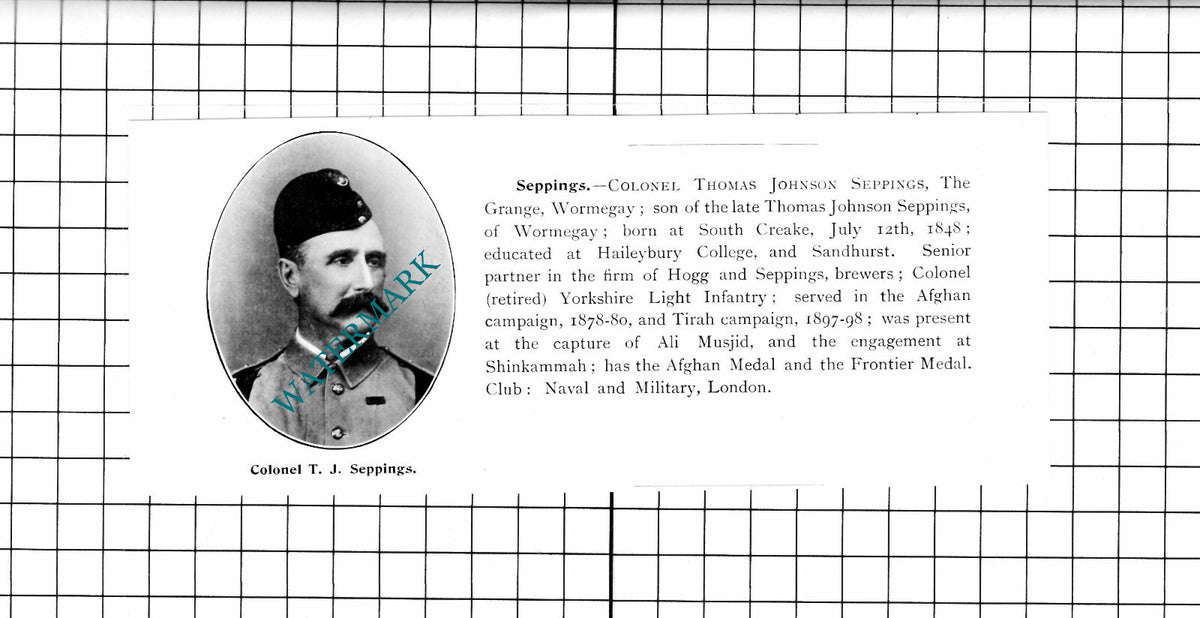 Colonel Thomas Johnson Seppings The Grange Wormegay Norfolk - 1911 Clipping