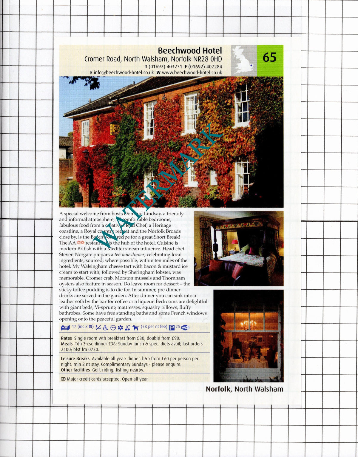Beechwood Hotel North Walsham Norfolk / The Old Rectory Norwich  -2011 Advert