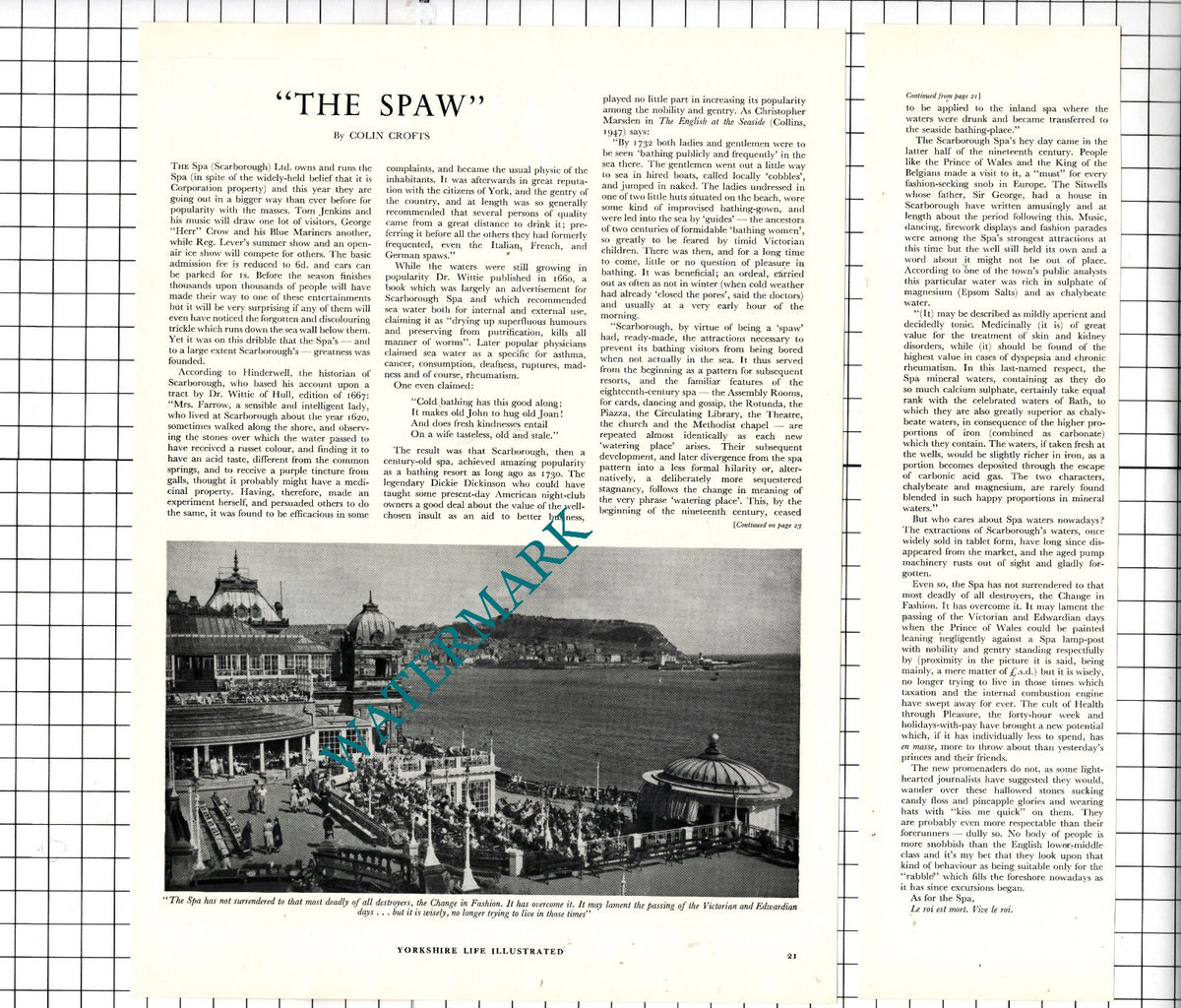 The Spa Scarborough Yorkshire Colin Crofts - 1954 Article