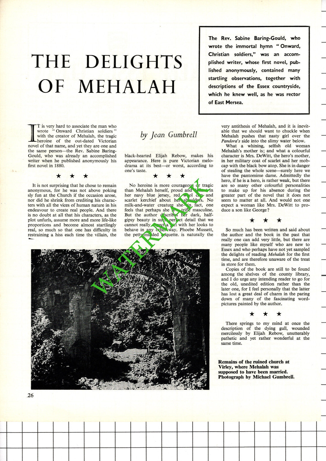 Rev Sabine Baring-Gould East Mercea Essex Rose Inn Peldon Essex - 1968 Article