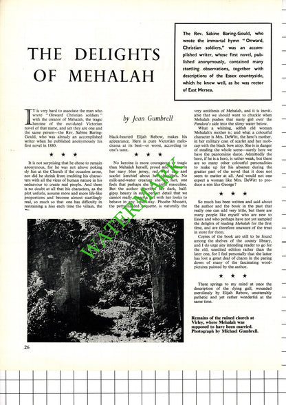 Rev Sabine Baring-Gould East Mercea Essex Rose Inn Peldon Essex - 1968 Article