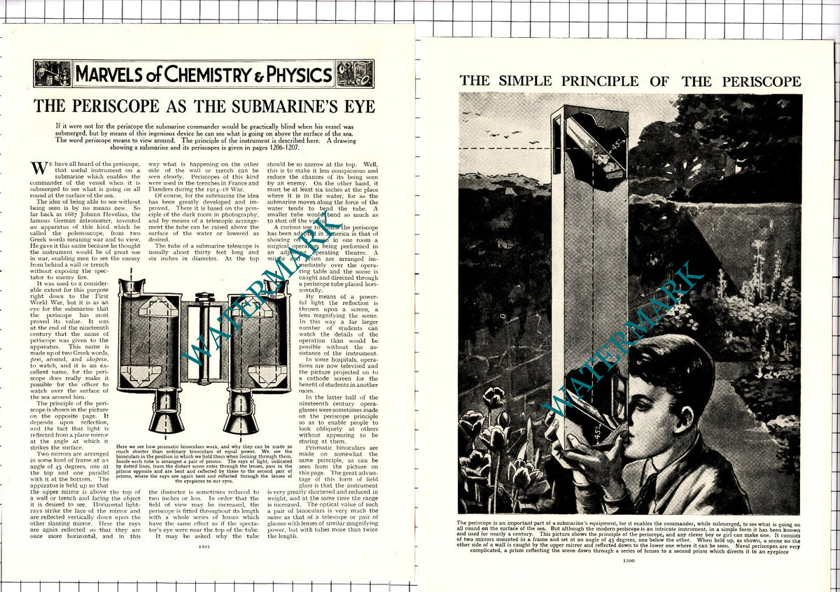 How A Submarine Periscope Works - c.1950's Article / Print