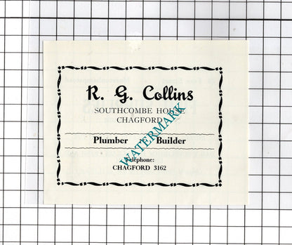 R G Collins Plumber Chagford Devon /  S E Norrish Fish    -c.1940s Small Advert