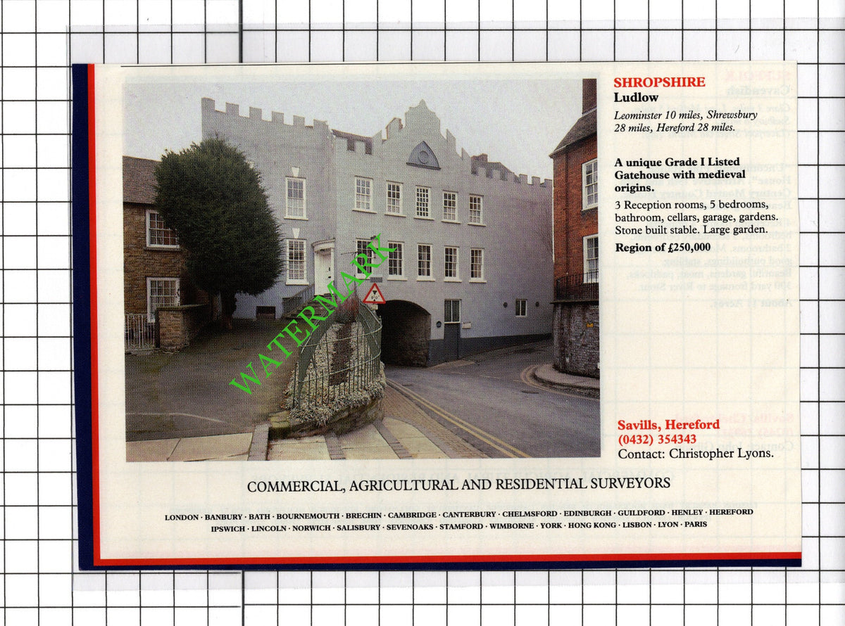 Ludlow Shropshire / Cavendish Suffolk House Sale Advert - c.1991 Cutting