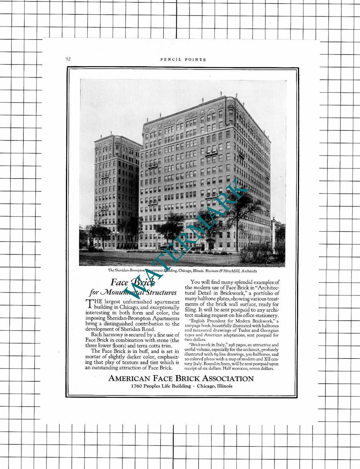 Sheridan-Brompton Apartment Chicago Rissman Hirschfeld  - 1926 Advert / Print