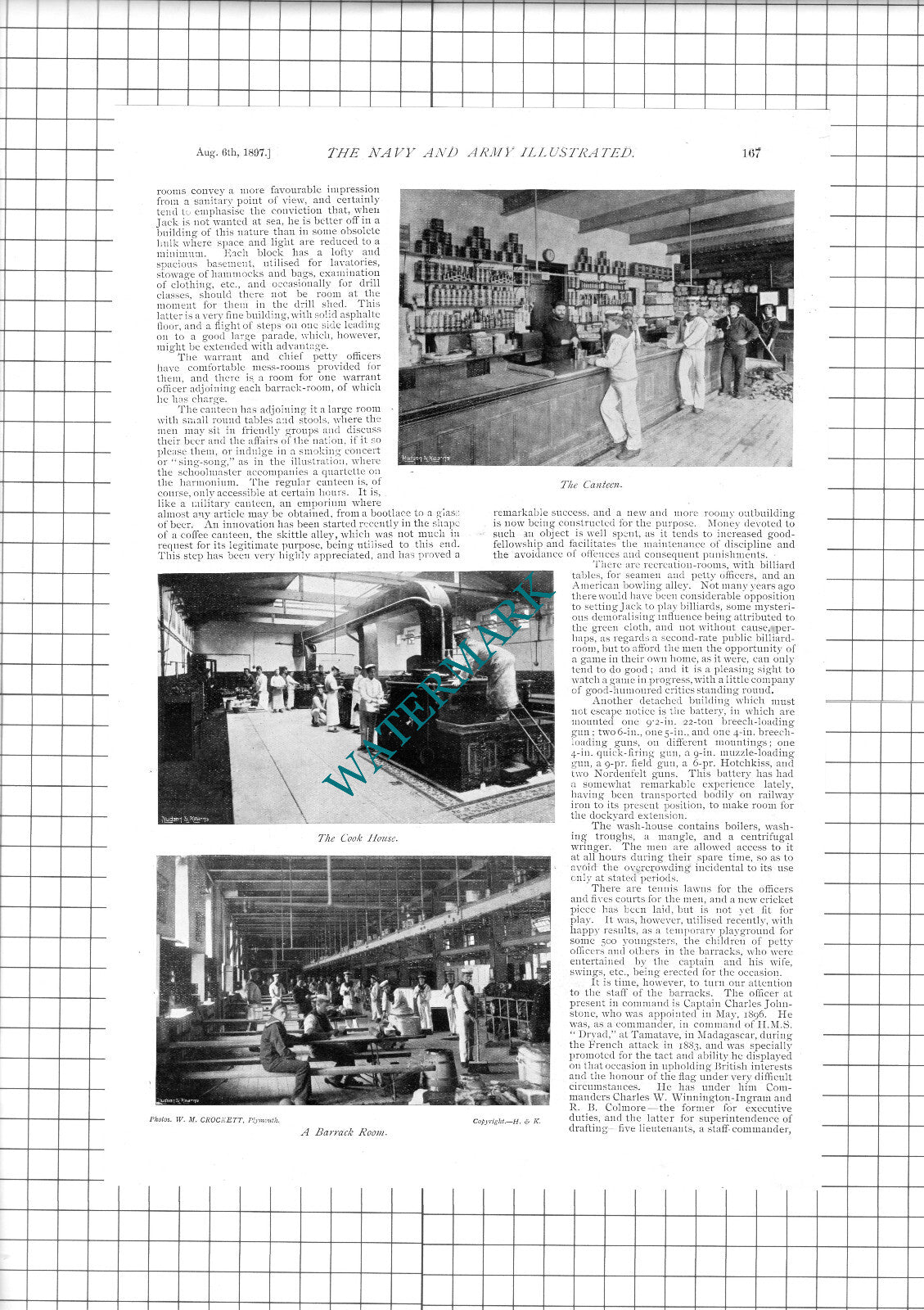 The Royal Naval Barracks Devonport  Captain Charles Johnstone - 1897 Article