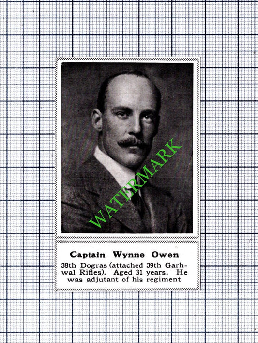 Captain Wynne Owen 38th Dogras WW1 - 1915 SMALL Cutting