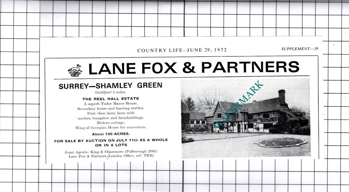 The Reel Hall Estate Shamley Green Surrey House Sale Advert - 1972