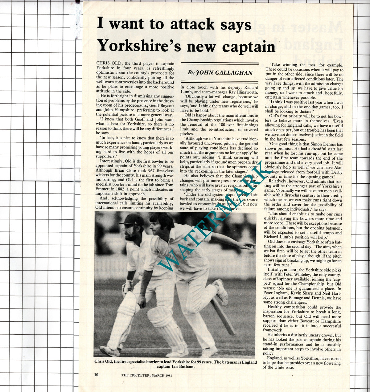Chris Old Cricketer   - 1981 Article