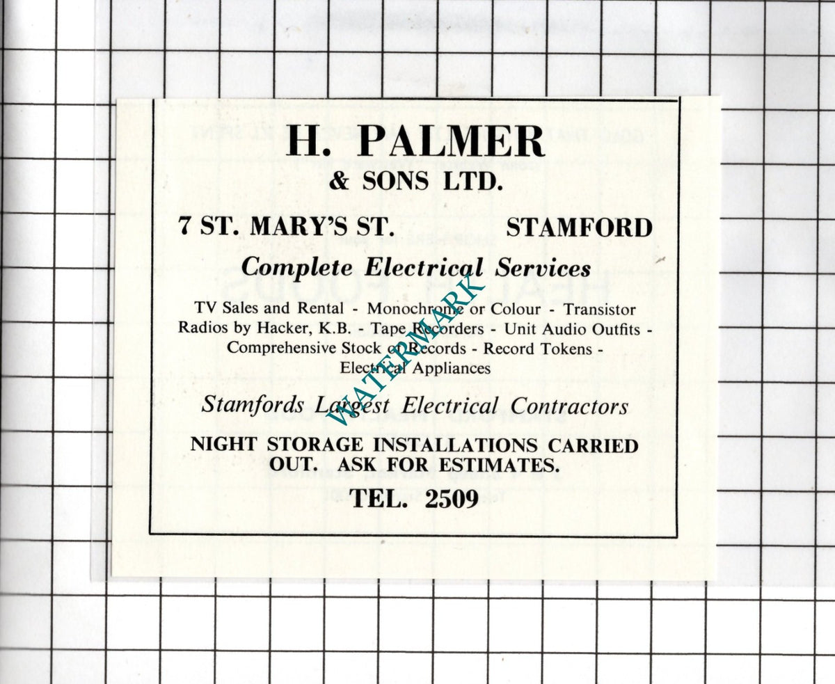H Palmer & Sons Ltd Stamford Lincolnshire - 1974 SMALL Advert