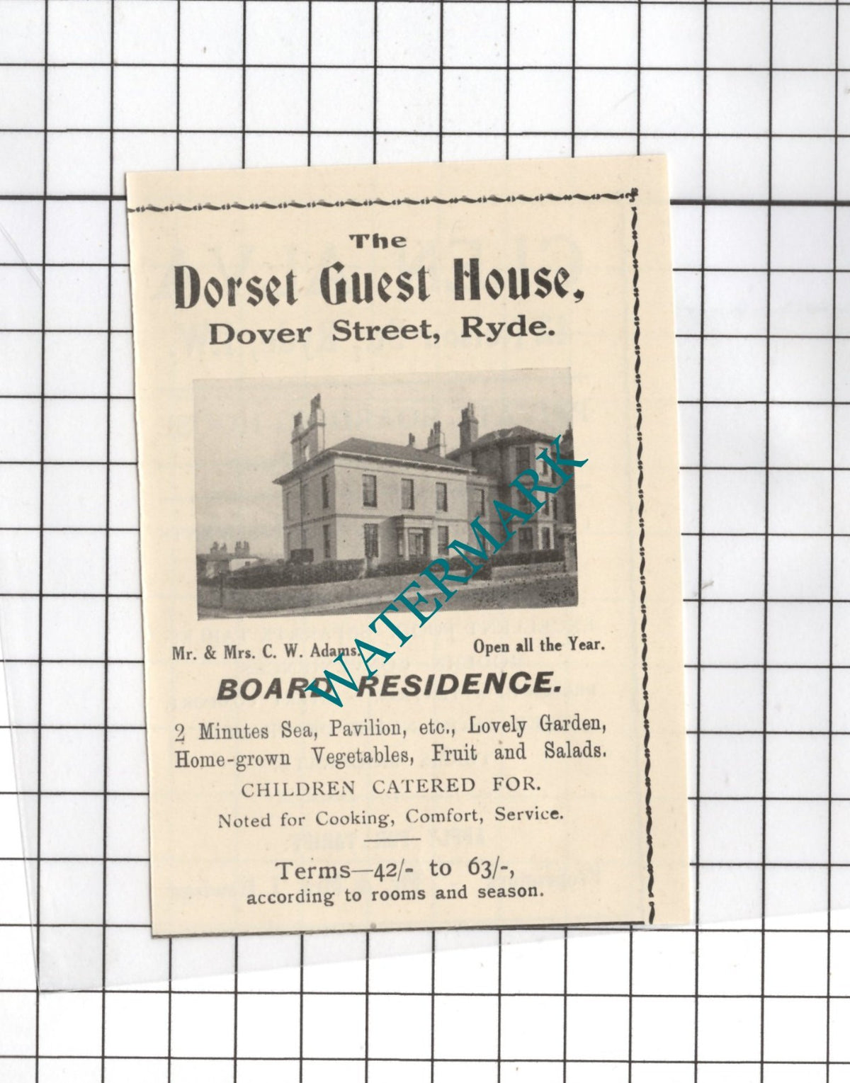 The Dorset Guest House Ryde Isle of Wight C W Adams  - 1938 Small Advert
