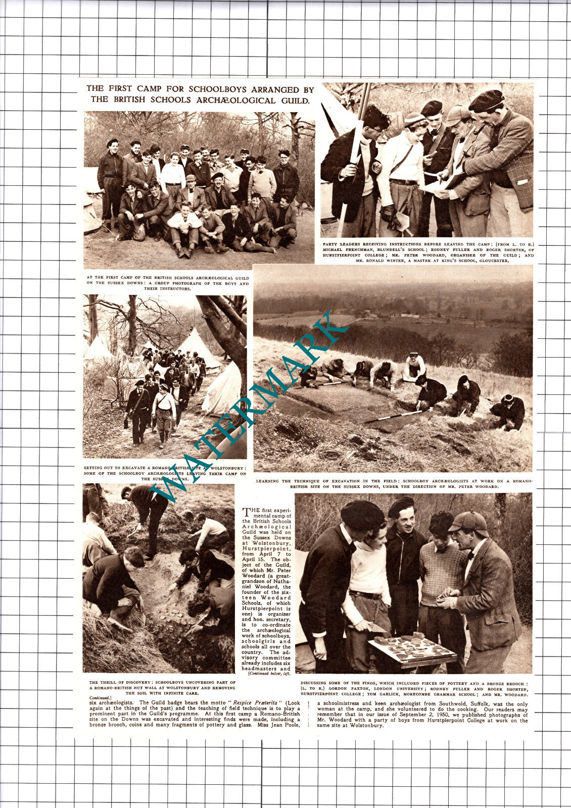British Schools Archaeological Wolstonbury Sussex Peter Woodard - 1953 Cutting