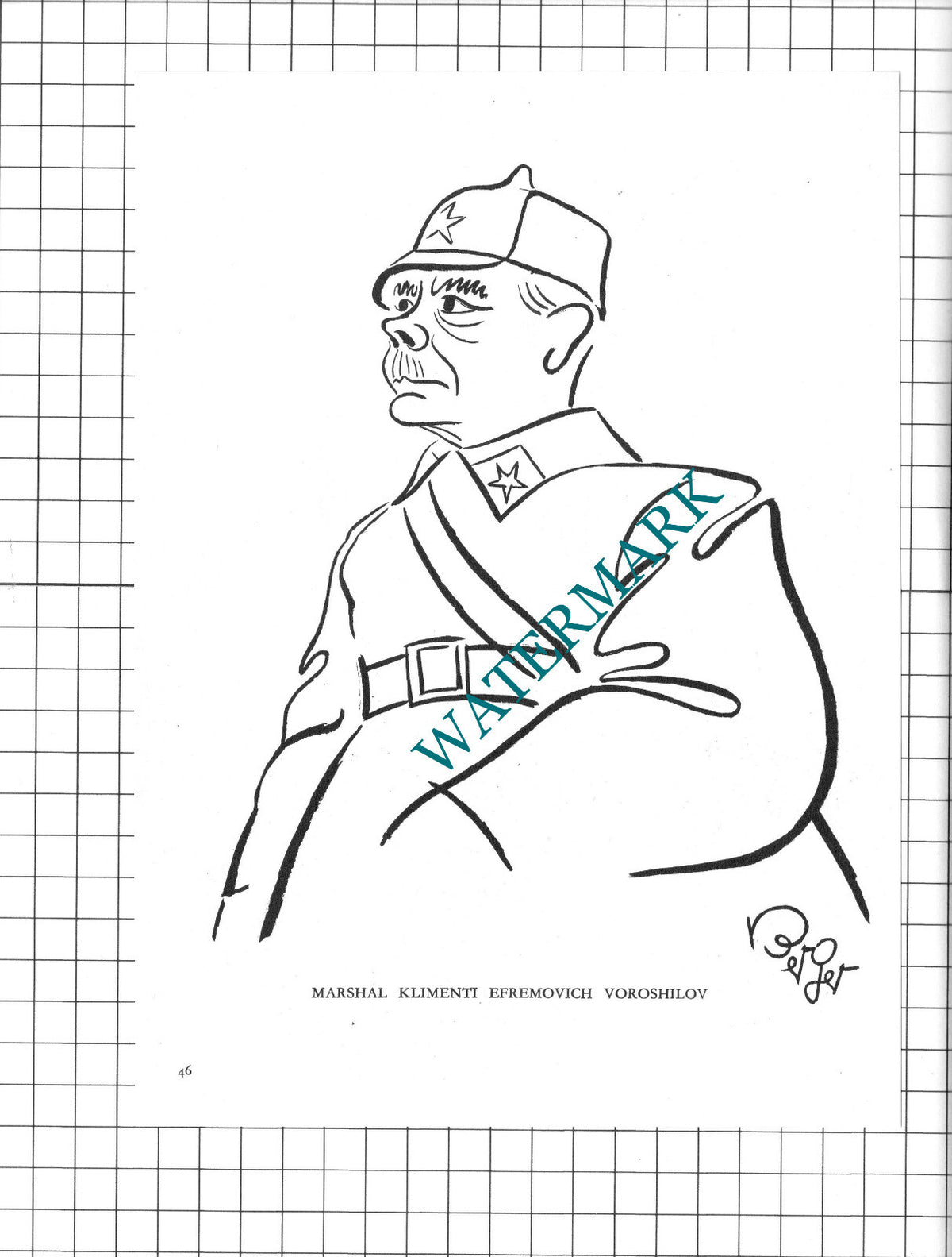 Pope Pius XII / Marshal Klimenti Voroshilov Caricature - 1950 Clipping / Print