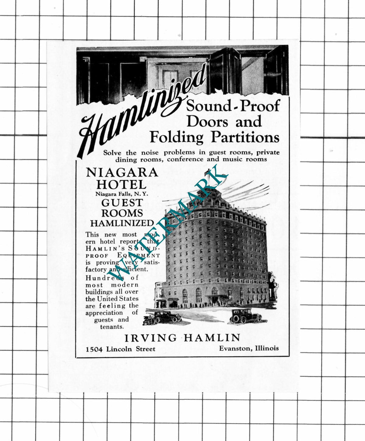 Niagara Hotel Niagara Falls New York Irving Hamlin Advert  - 1926 Clipping