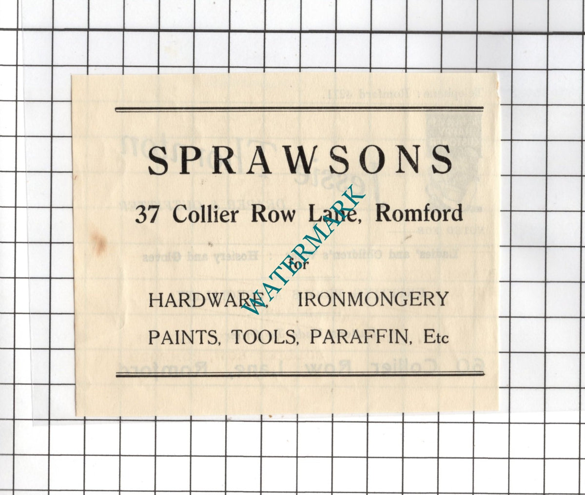 Jessie Thornton Romford London Draper / Sprawsons Romford - 1954 Small Advert