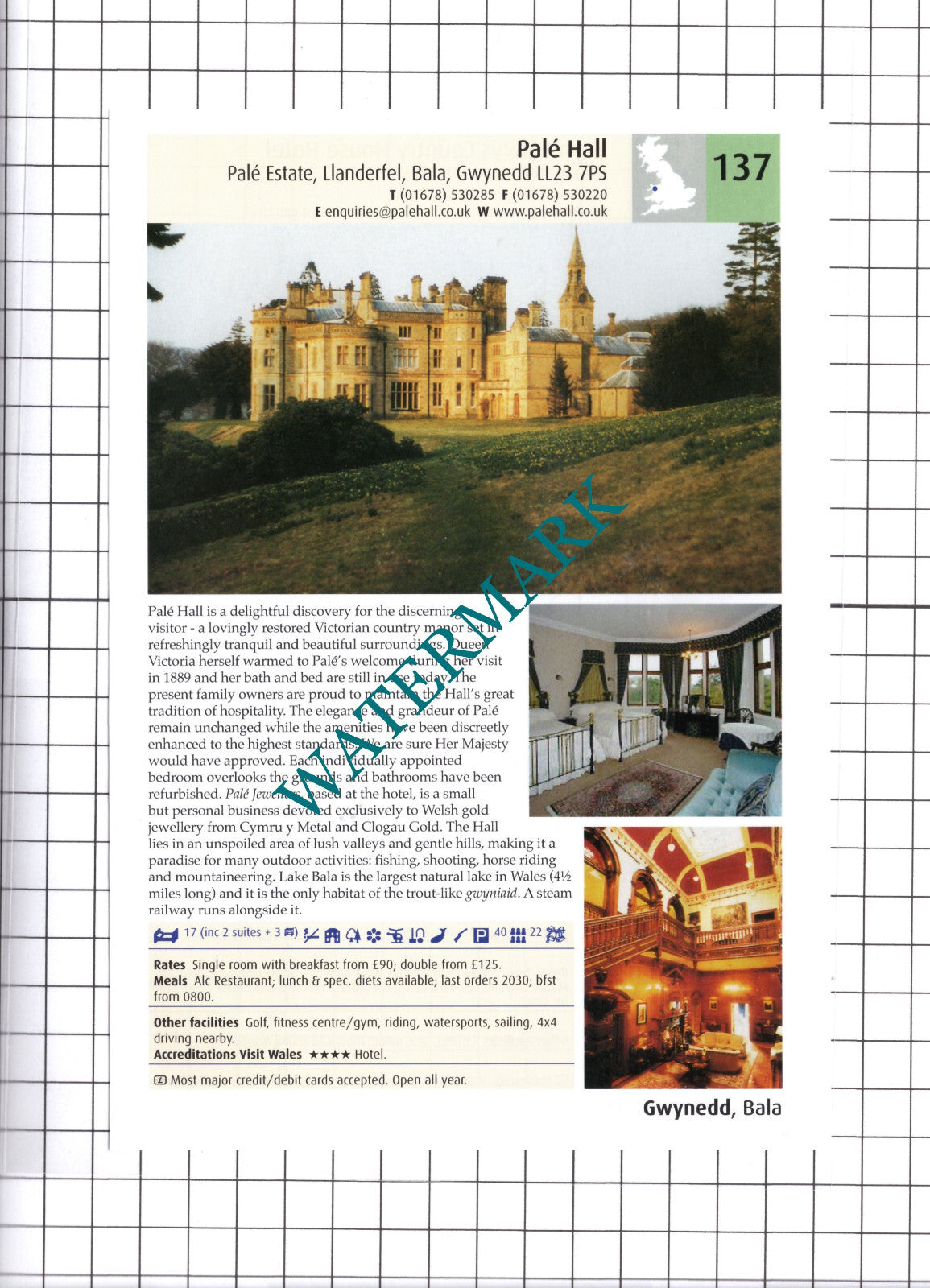 Pale Hall Llanderfel Bala / Bryn Eglwys Beddgelert Wales Advert -  2011 Cutting