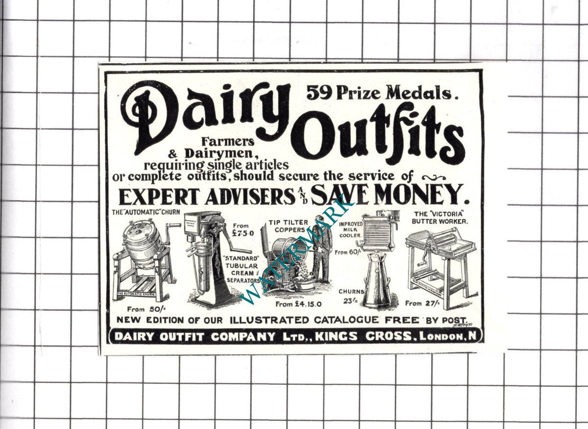 Dairy Outfit Company Ltd Kings Cross London - 1903 SMALL Advert