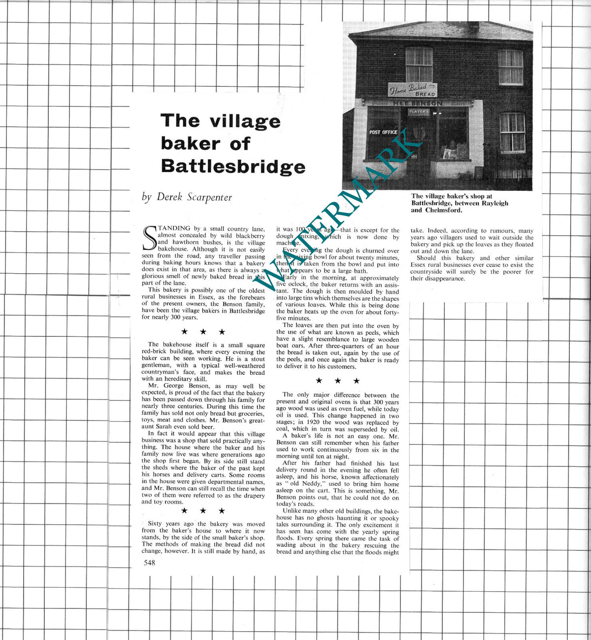 Battlesbridge Essex H & E Benson Baker George Benson - 1967 Clipping