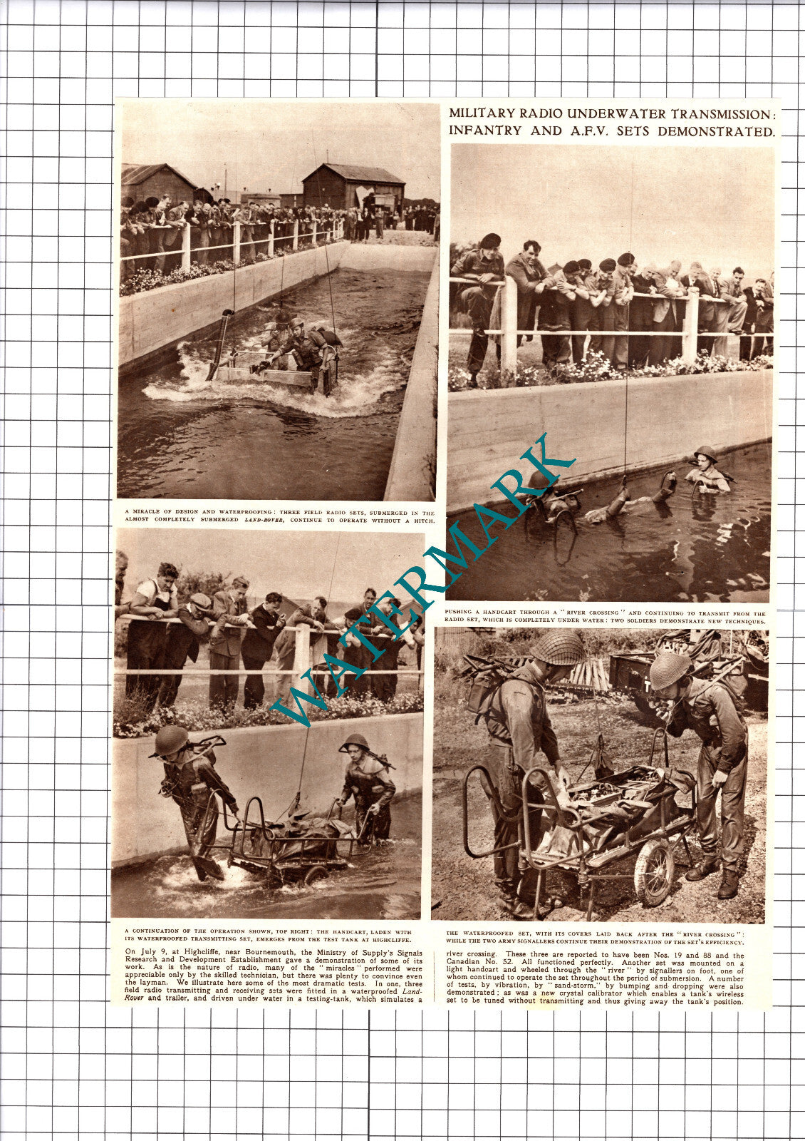 Highcliffe Bournemouth Ministry Supply's Signals Research  -  1952 Cutting