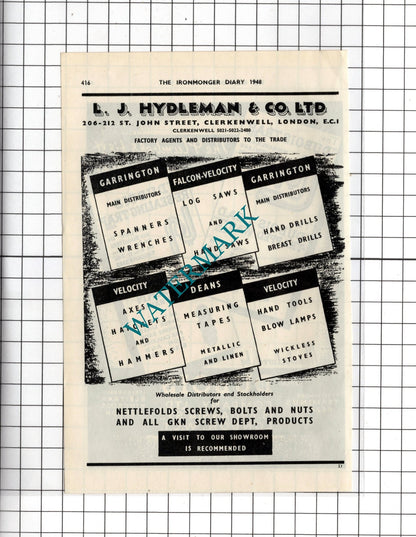 The Dubois Company Ltd London /  L J Hydleman & Co Ltd Clerkenwell - 1948 Advert