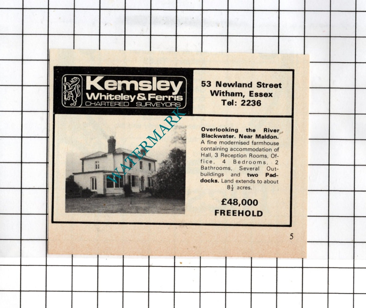 Maldon Essex Small Farm House  Sale Advert - 1975
