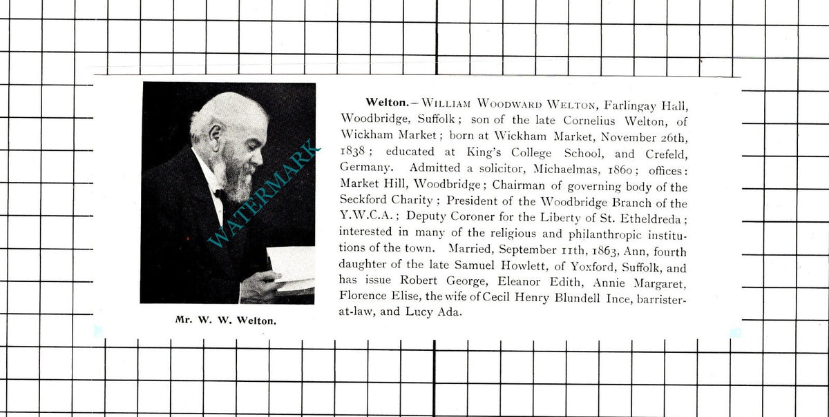 Mr William Woodward Welton Farlingay Hall Woodbridge Suffolk - 1911 Clipping