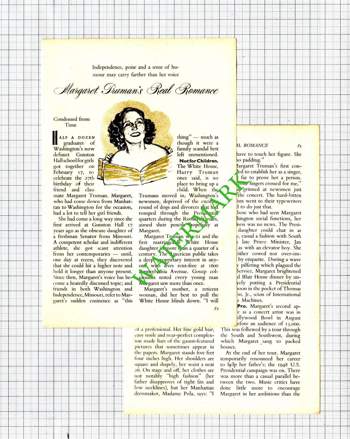 Margaret Truman Daughter of President Harry Truman - 1951 Article