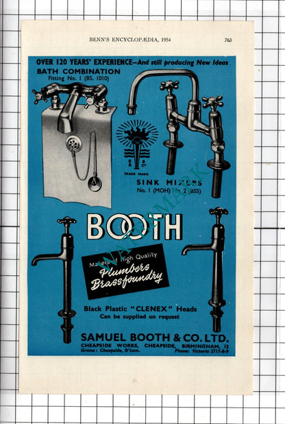 Samuel Booth & Co Ltd Birmingham / Parkinson & Sweaney Ltd Ancoats - 1954 Advert