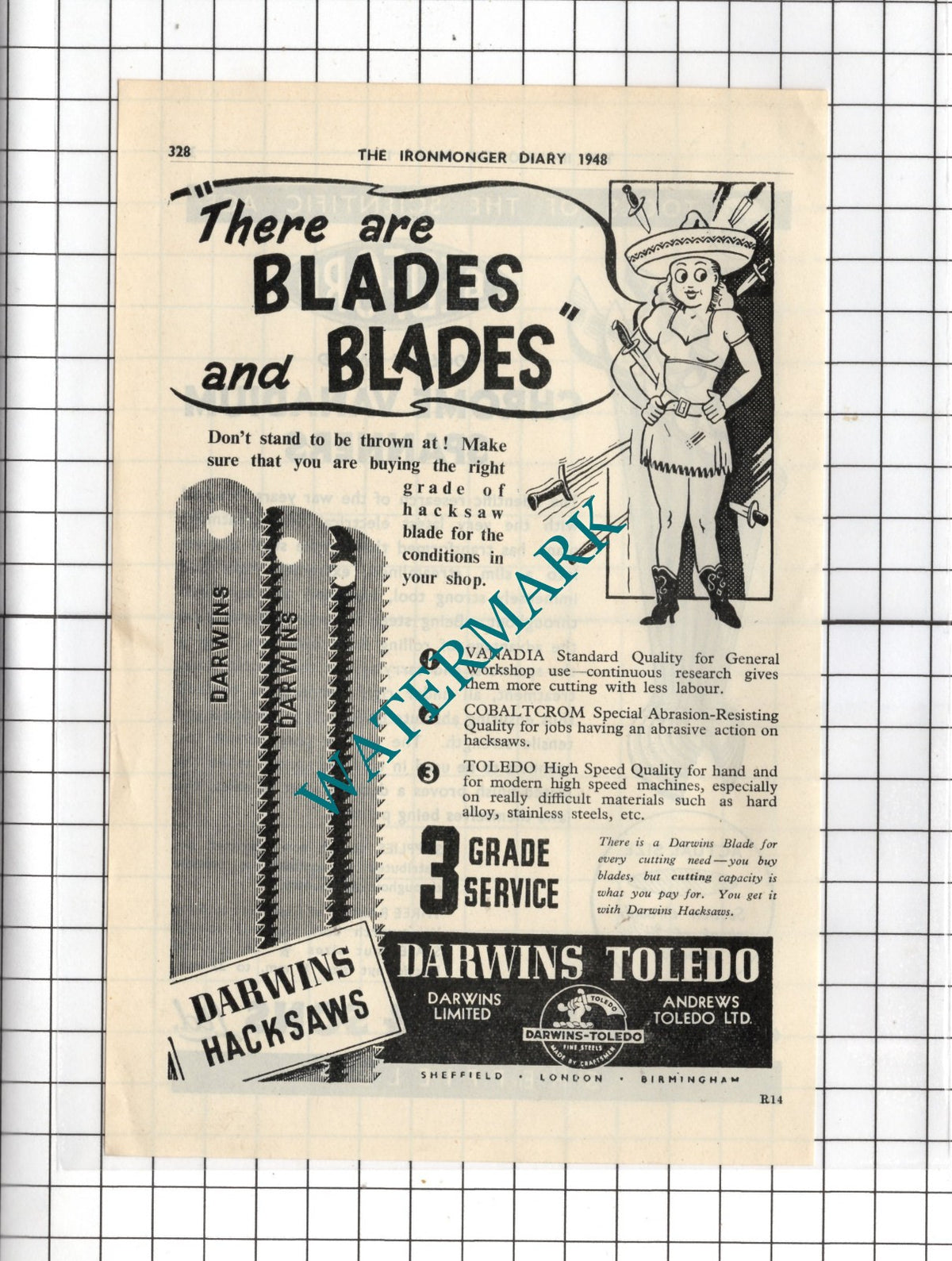 Darwins Toledo / John Bedford & Sons Ltd Sheffield  - 1948 Advert