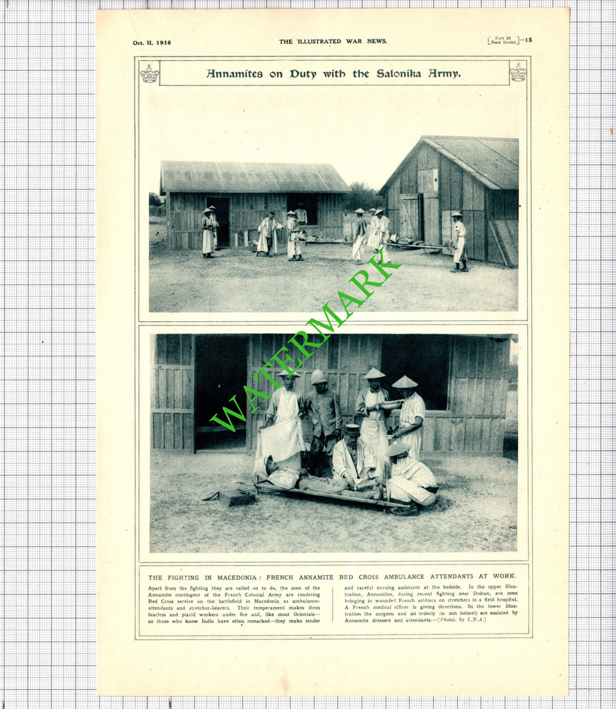 French Annamite Red Cross Ambulance Salonika Army Macedonia WW1 - 1916 Cutting